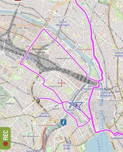 Die Leerfahrt vom DEP4 via PARA, EWYS nach BQUA als GPS Track auf einer #openstreetmap Karte.