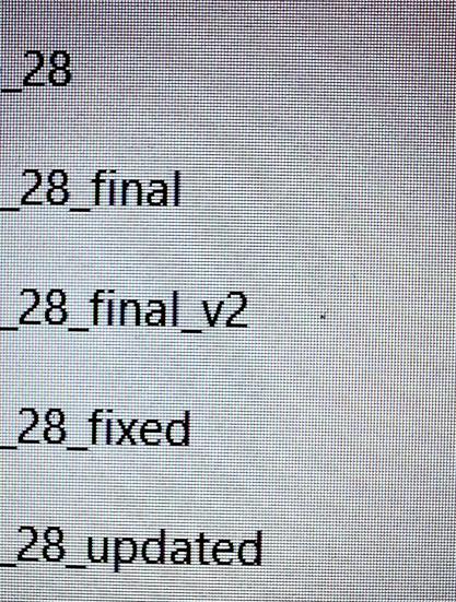 Dateiendungen mehrerer Ordner des gleichen Projekts. Sie enden mit _final, _final_v2, _fixed, _updated.
