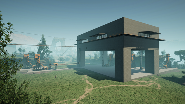 My iron ingot foundry looks like a box on stilts with office windows along its sides.