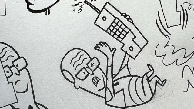 Sketchbook drawings of the main character for Eager Beaver, by Woodrow Phoenix