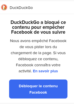Duckduckgo bloque facebook !