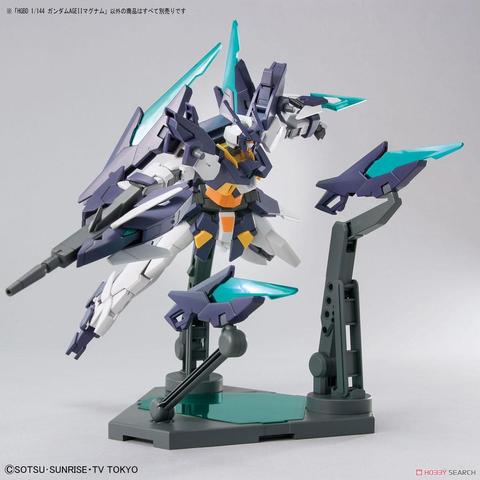a gundam  model, it is metallic  purple  and white  with teal accents, yellow too, in an action pose, leaping forward