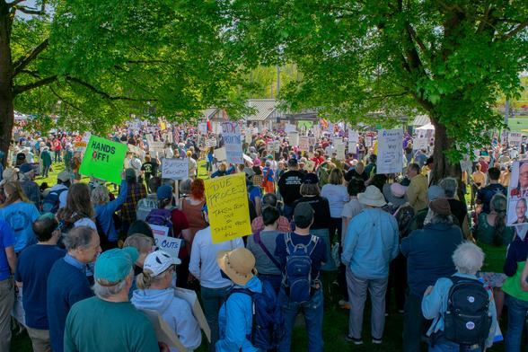 The rally began at Cal Anderson Park in the Capitol Hill district - a stage in the middle of park let organizers and union leadership share their stories and conviction.