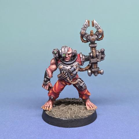 A servitor with giant wrench arm and bionic eye.