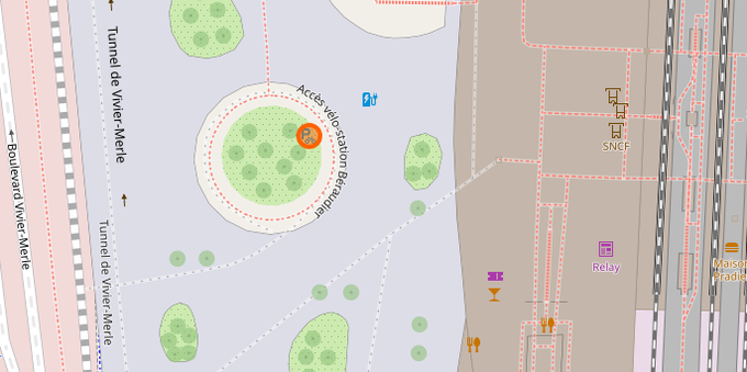 Extrait de la carte OpenStreetMap place Béraudier