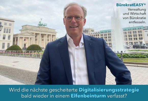 BürokratEASY ist eine Initiative zur Entfesselung der Öffentpichen Verwaltung von der Bürokratie. Sie stellt die Frage: wird die nachste gescheiterte Digitalisierungsstrategie bald wieder in einem Elfenbeinturm verfasst?