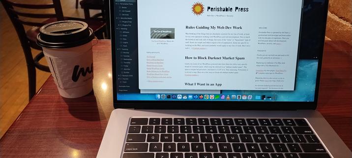 Photo showing laptop and tea and Mela Coffee, Wenatchee WA