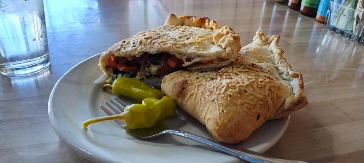 Photo of "Super V" veggie calzone at Lemolo Cafe & Deli