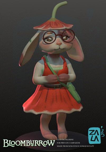 3D cute antropomorph bunny for roleplaying boardgame