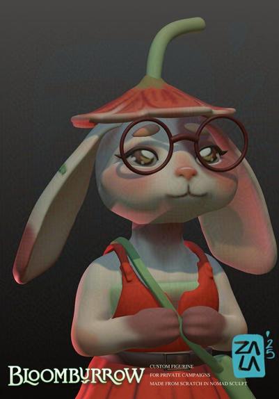 3D cute antropomorph bunny for roleplaying boardgame