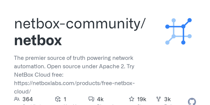 The premier source of truth powering network automation. Open source under Apache 2. Try NetBox Cloud free: https://netboxlabs.com/products/free-netbox-cloud/ - netbox-community/netbox