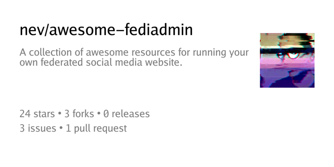 Zusammenfassungskarte des Repositorys nev/awesome-fediadmin
