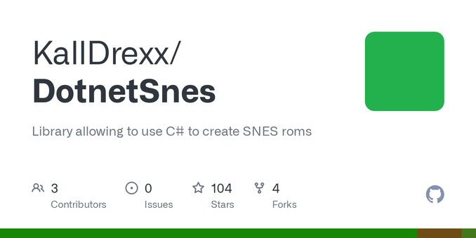 Library allowing to use C# to create SNES roms. Contribute to KallDrexx/DotnetSnes development by creating an account on GitHub.