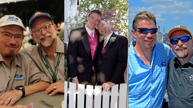 Three photos of the author and his husband celebratingthier life together