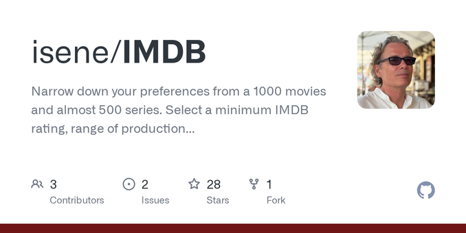 Narrow down your preferences from a 1000 movies and almost 500 series. Select a minimum IMDB rating, range of production years, genres you like and dislike to get your preferred list.  Get detailed...