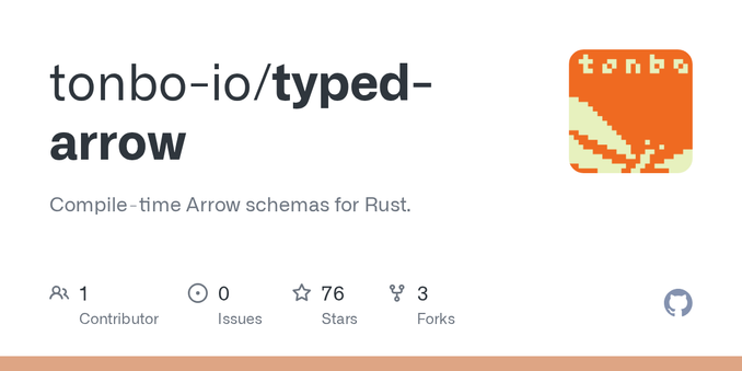 Compile‑time Arrow schemas for Rust. Contribute to tonbo-io/typed-arrow development by creating an account on GitHub.