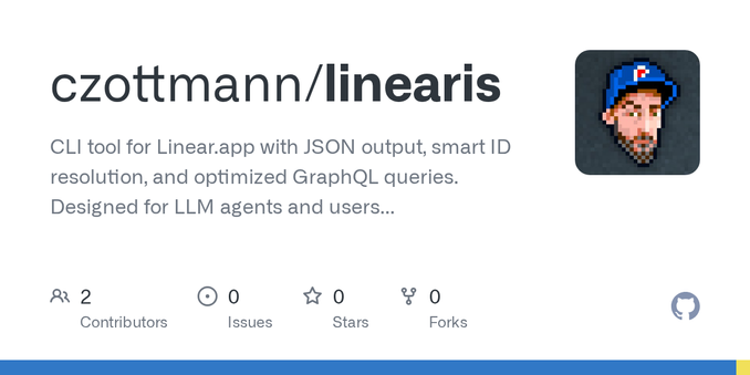 CLI tool for Linear.app with JSON output, smart ID resolution, and optimized GraphQL queries. Designed for LLM agents and users who prefer structured data. - czottmann/linearis