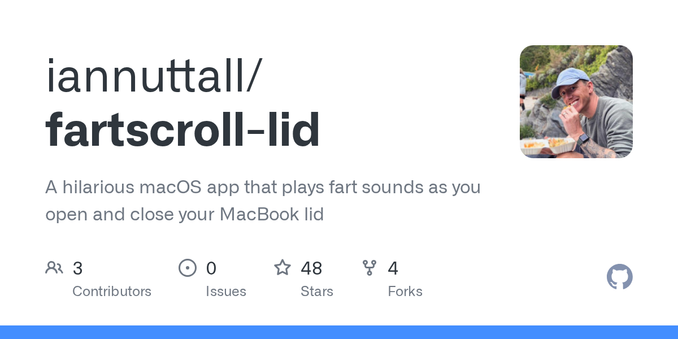 A hilarious macOS app that plays fart sounds as you open and close your MacBook lid - iannuttall/fartscroll-lid