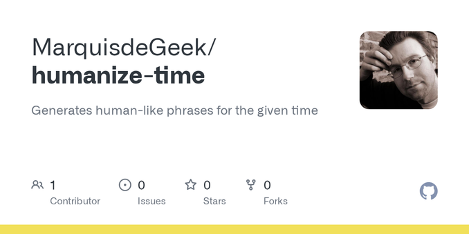 Generates human-like phrases for the given time. Contribute to MarquisdeGeek/humanize-time development by creating an account on GitHub.