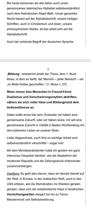 Screenshot von der Rede zum 9.11. rund um „Bildung“. Link führt zum pdf-Redetext.
