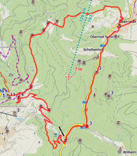 Route/Karte der Wanderung von https://www.bergfex.de/sommer/baden-wuerttemberg/touren/wanderung/75997,ueber-rappeneck-und-schauinsland/