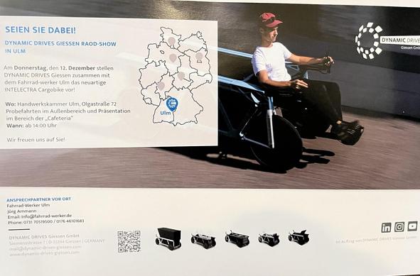 Der Flyer für die Cargobike-Probefahrten mit den Informationen, die auch im Tröt enthalten sind.